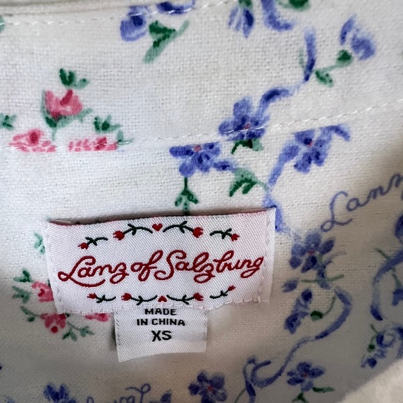 Lanz of Salzburg Nightgown Size XS Cotton White Floral Long Lounge Sleepwear PJs - Picture 9 of 13